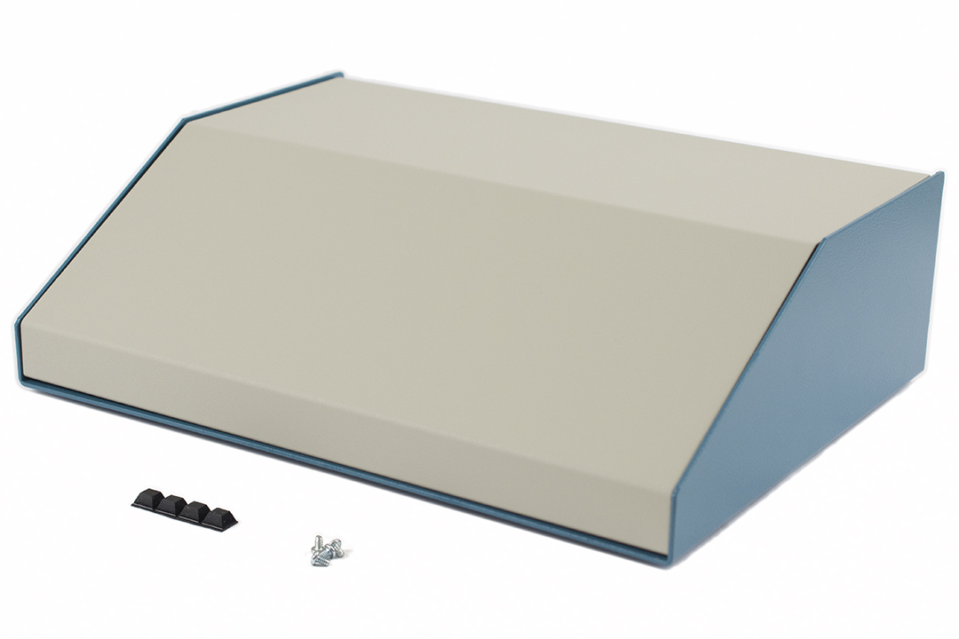 Hammond 1456 Series Blue Aluminium Aluminium Case, IP31, Flanged, Beige Lid, 259 x 356 x 102mm