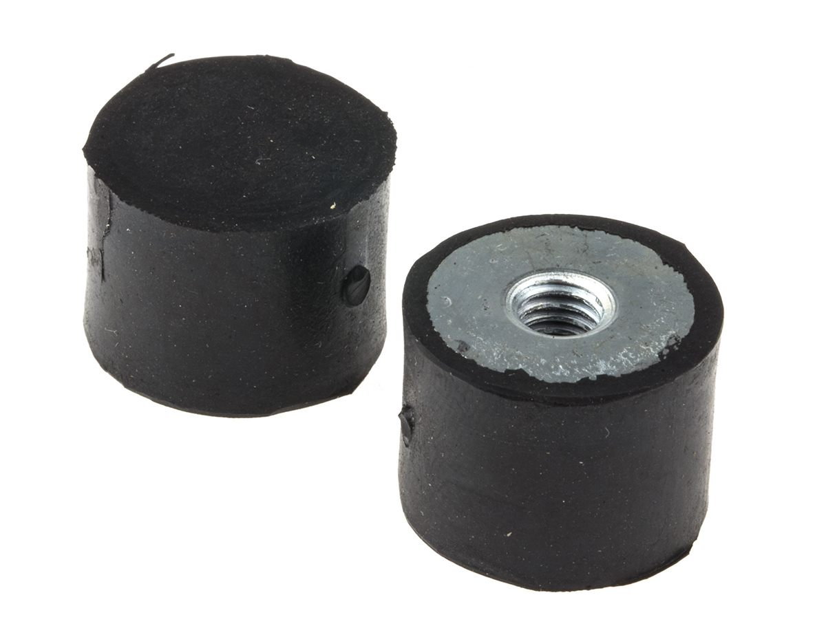 FIBET Cylindrical M6 Anti Vibration Mount, Female Buffer Foot with 39.9kg Compression Load