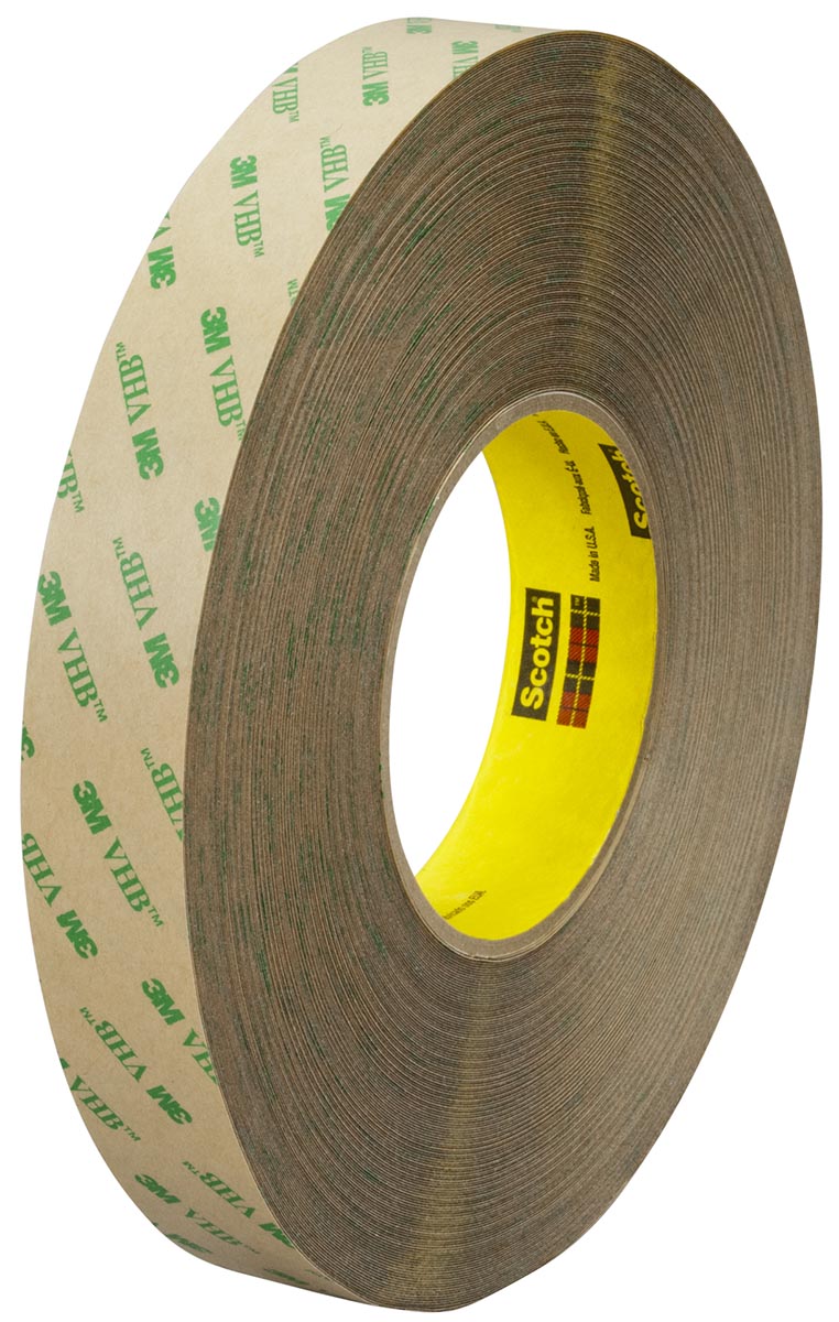 3M 9473 Clear Double Sided Plastic Tape, 0.36mm Thick, 1 N/cm, PET Backing, 19mm x 55m
