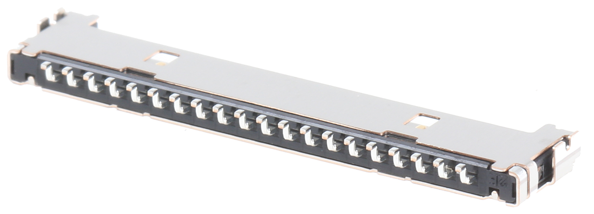 Hirose DF19 Series Right Angle Surface Mount PCB Socket, 20-Contact, 1-Row, 1mm Pitch, Solder Termination