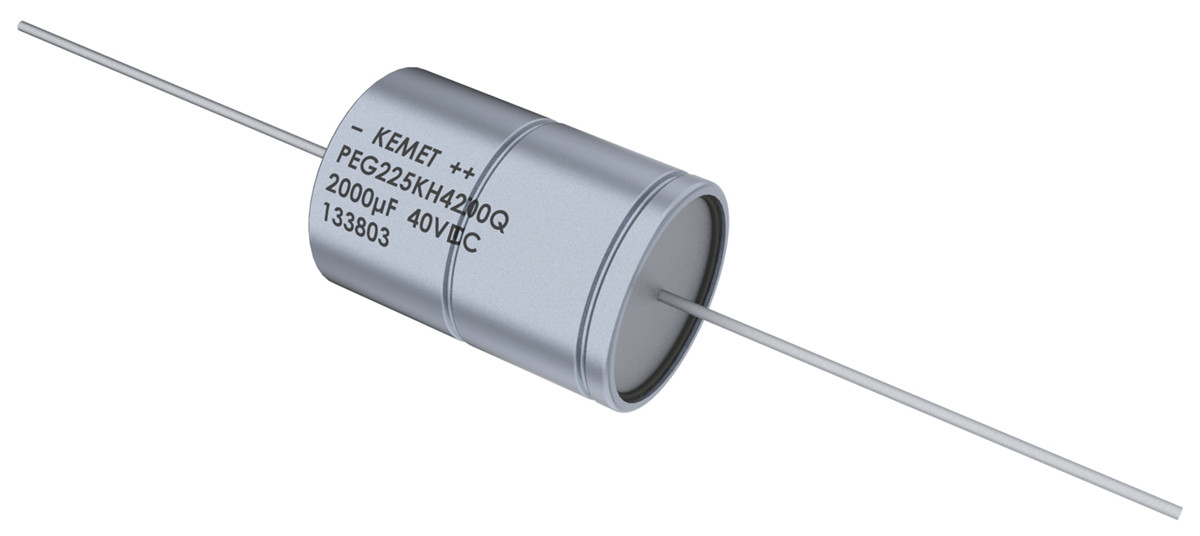 KEMET 2200μF Aluminium Electrolytic Capacitor 25V dc, Axial, Through Hole - PEG225HF4220ME1