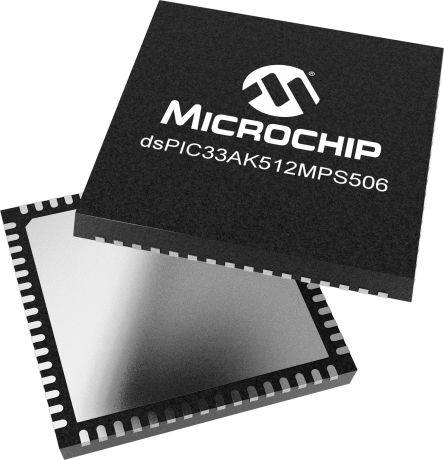 dsPIC33AK512MPS506-I/M7 Microchip dsPIC33A, 16bit Digital Signal Processor 200MHz 512 KB Flash 64-Pin VQFN