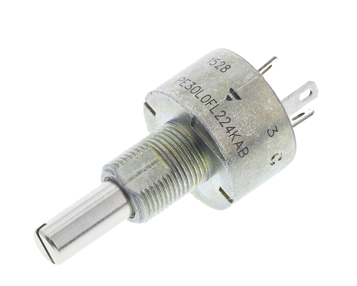 Vishay PE30 220kΩ Rotary Potentiometer 1-Gang Panel Mount, PE30L0FL224KAB