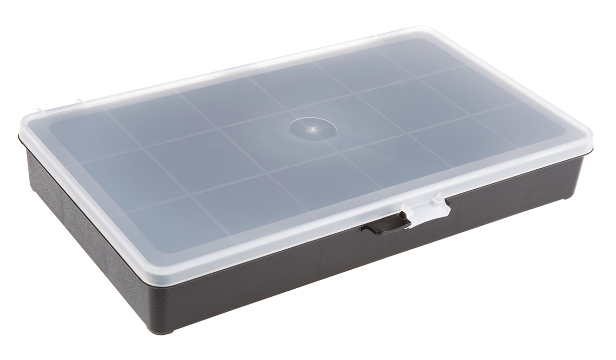 Raaco 18 Cell Black PP Compartment Box, 41mm x 271mm x 173mm