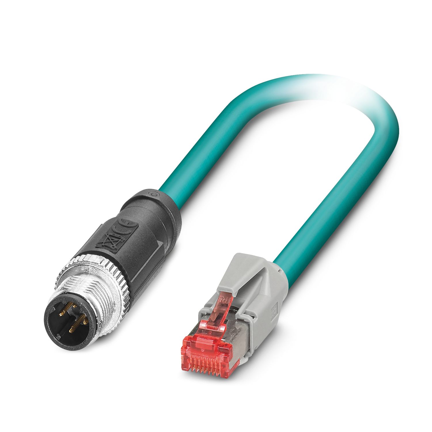 Phoenix Contact, 3m Cat5, Blue M12 to Male RJ45 Male, Terminated PUR Sheath