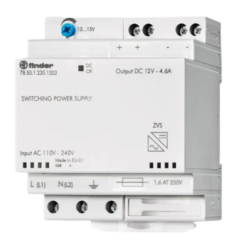 Finder Embedded Switch Mode Power Supply (SMPS), 78.50.1.230.1202, 12V dc, 4.6A, 50W, 230V ac Input Voltage