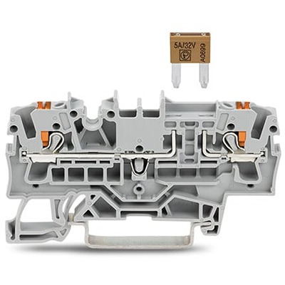 WAGO 2202-1681 TOPJOB S Series Grey, 2.5mm², 1-Level, Push In Termination, Fused, CSA