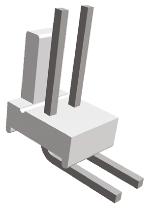 TE Connectivity MTA-100 Series Right Angle Through Hole Pin Header, 2 Contact(s), 2.54 mm Pitch, 1 Row, Unshrouded