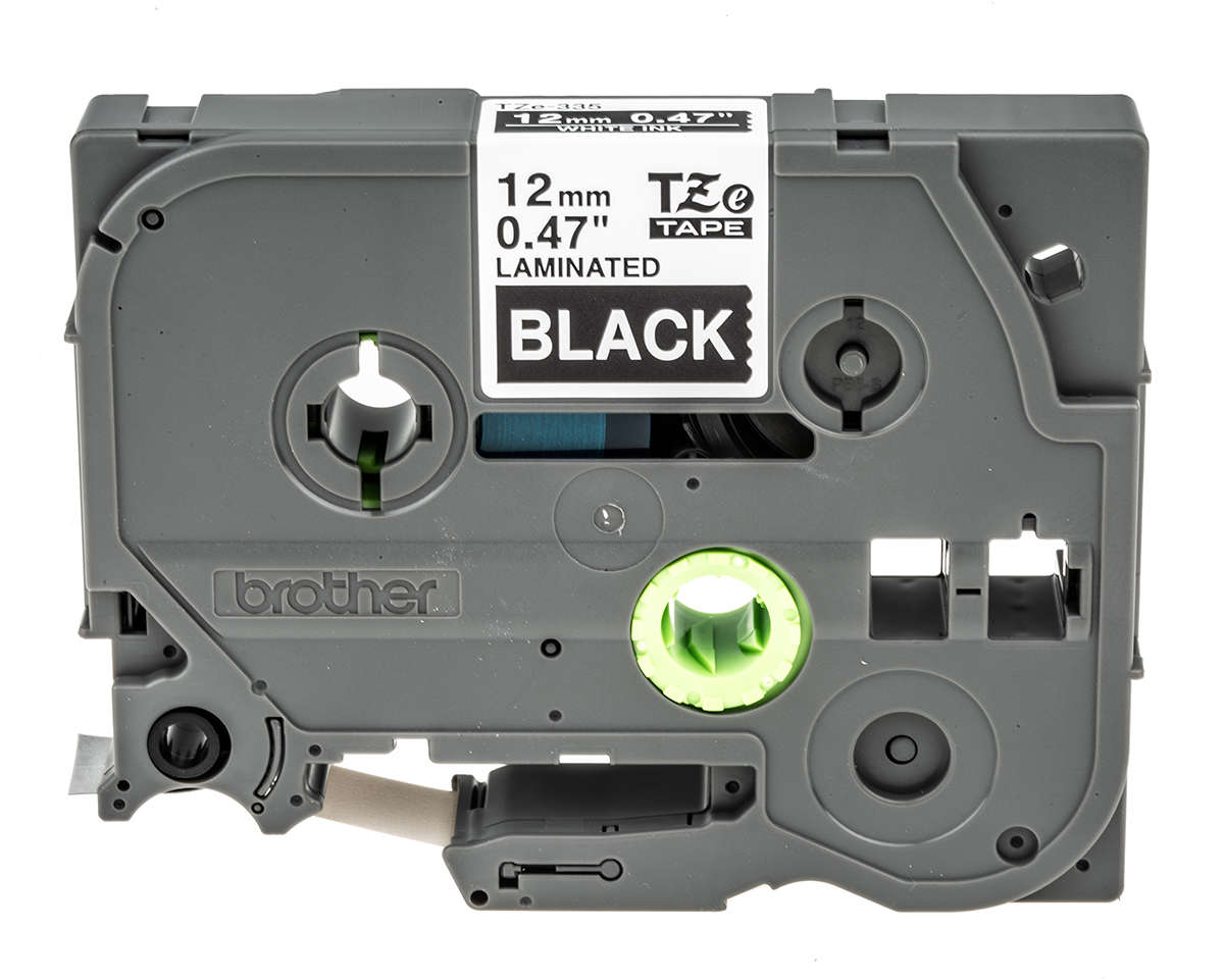 Brother White on Black Label Printer Tape, 8 m Length, 12 mm Width