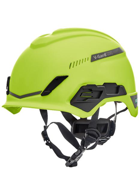 MSA Safety V-Gard H1 Black, Green Safety Helmet with Chin Strap, AdjustableVentilated