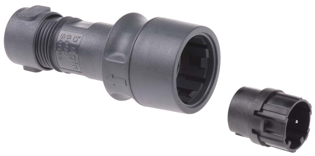 Bulgin Circular Connector, 2 Contacts, Cable, Standard Connector, Plug, Male, IP66, IP68, IP69K, Buccaneer 6000 Series