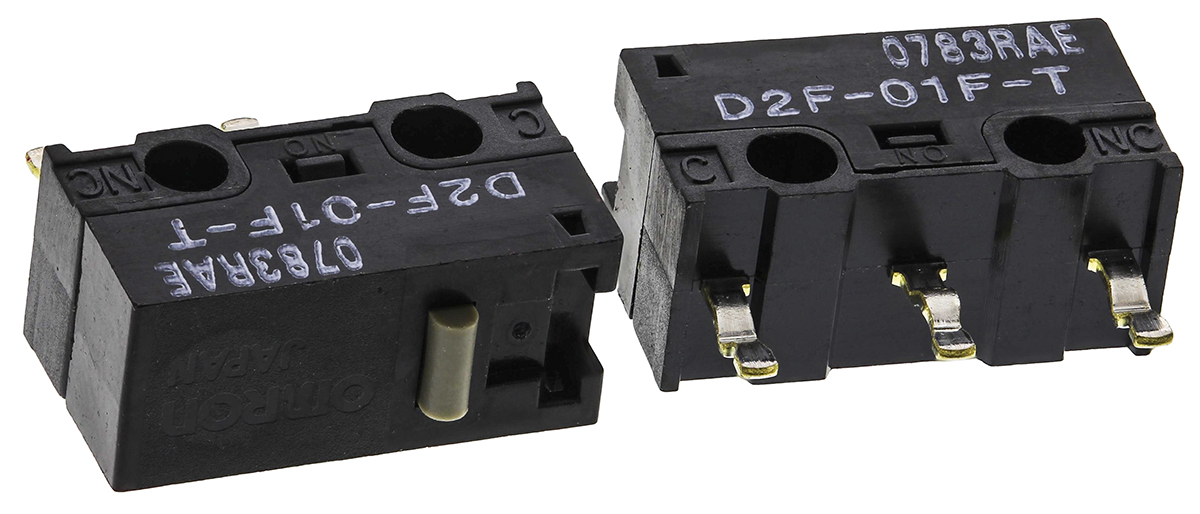 Omron Pin Plunger Micro Switch, PCB Terminal, 100 mA @ 30 V dc, SPDT, IP40