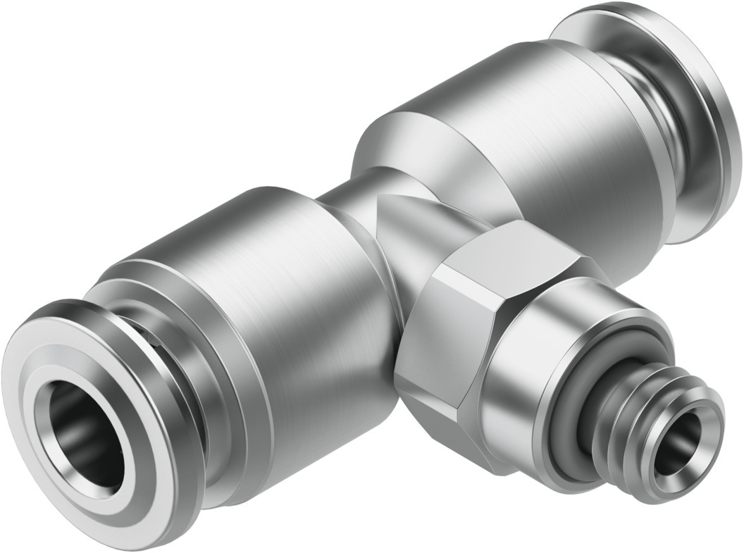 Festo NPQR Series T Fitting, M5 Male to 4 mm, Threaded-to-Tube Connection Style, 8085691