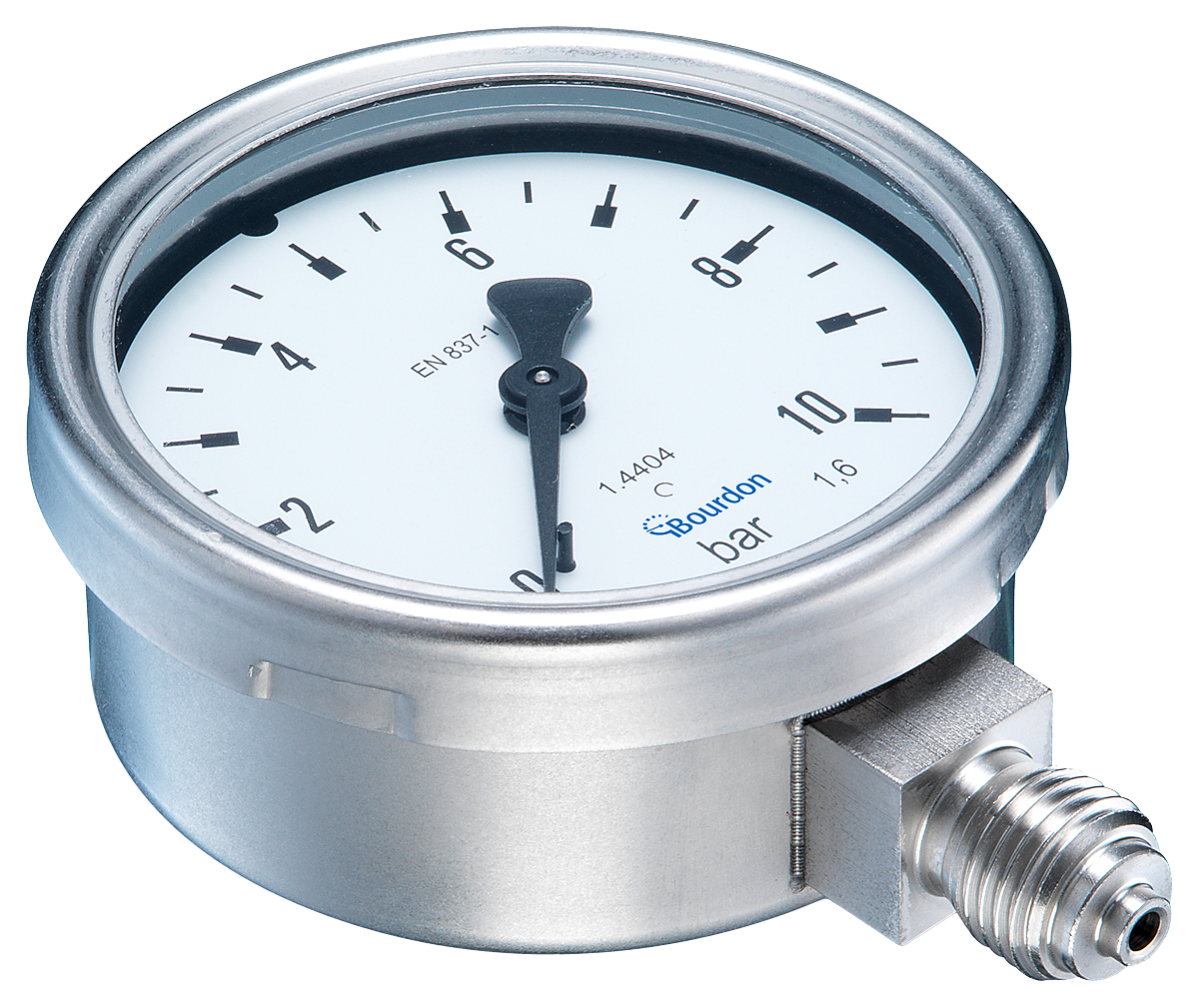 Bourdon G 1/4 Analogue Pressure Gauge 6bar Bottom Entry 63mm Outside Diameter, With RS Calibration