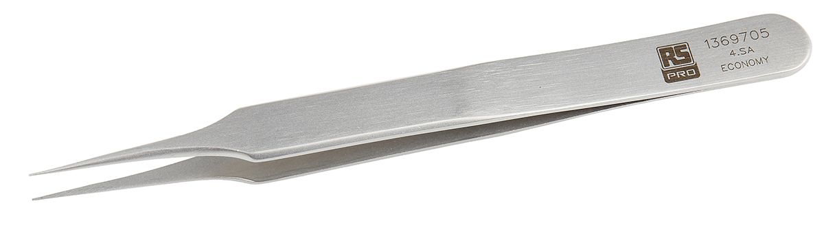 RS PRO 110 mm, Stainless Steel, Tweezers