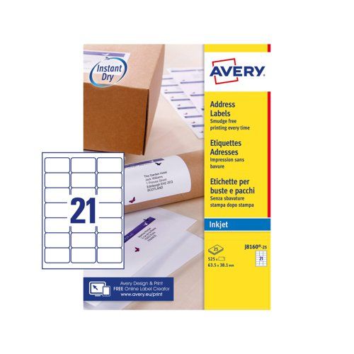Avery White Adhesive High Visibility Label Sheet, Pack of 25Sheets