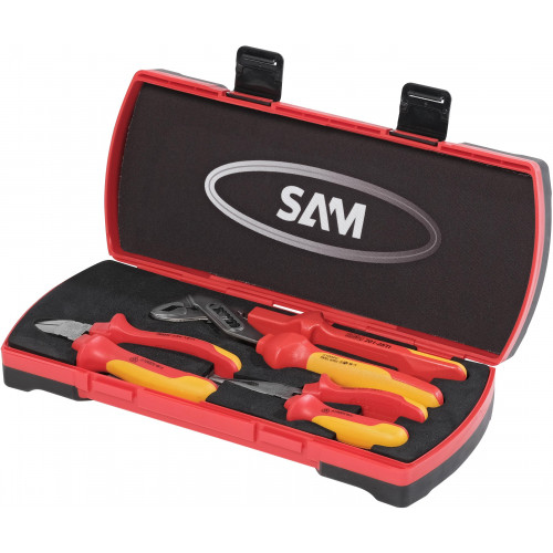 SAM 3-Piece Insulated Plier Set, Straight Tip, VDE/1000V, 36 cm Overall