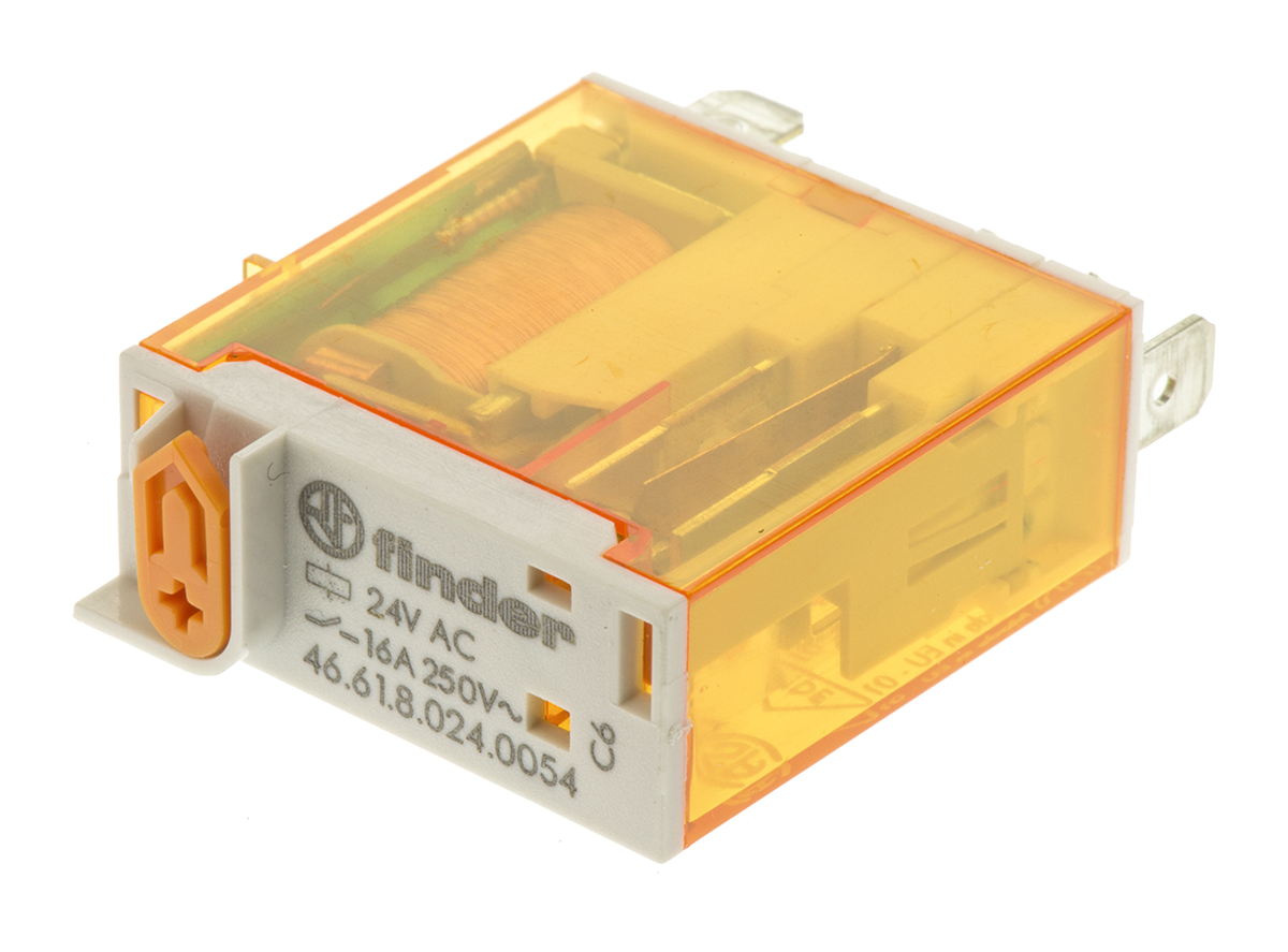 Finder PCB Mount Power Relay, 24V ac Coil, 16A Switching Current, SPDT
