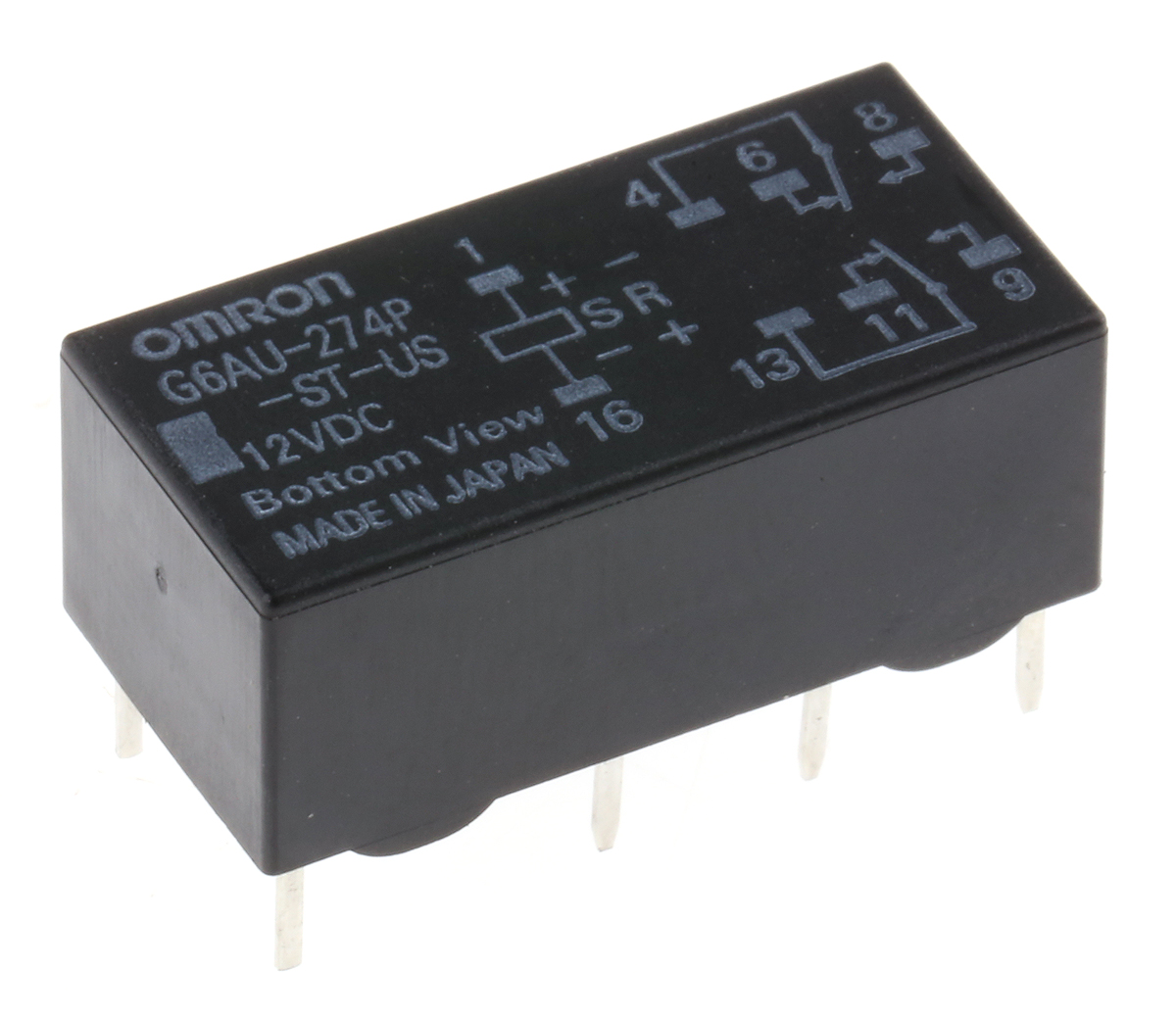 Omron PCB Mount Latching Signal Relay, 12V dc Coil, 2A Switching Current, DPDT