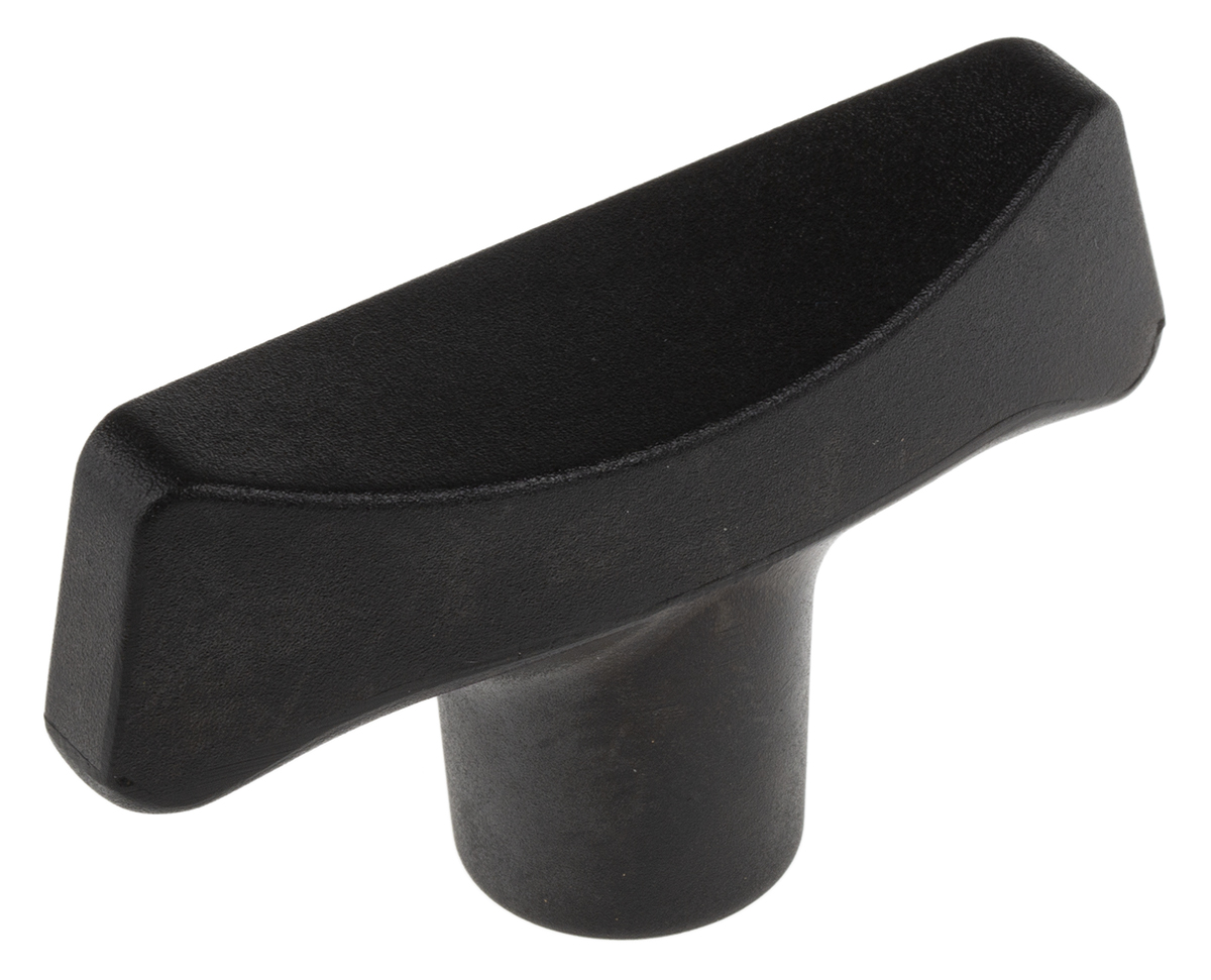 RS PRO Black 2-Arm Clamping Knob, M8, Threaded Hole