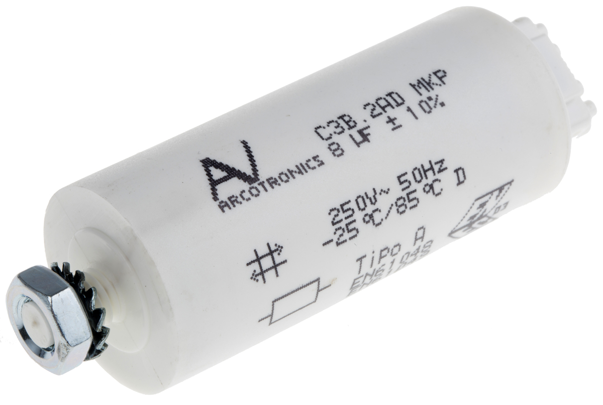 KEMET C3B Polypropylene Film Capacitor, 250V ac, ±10%, 8μF, Cable Mount