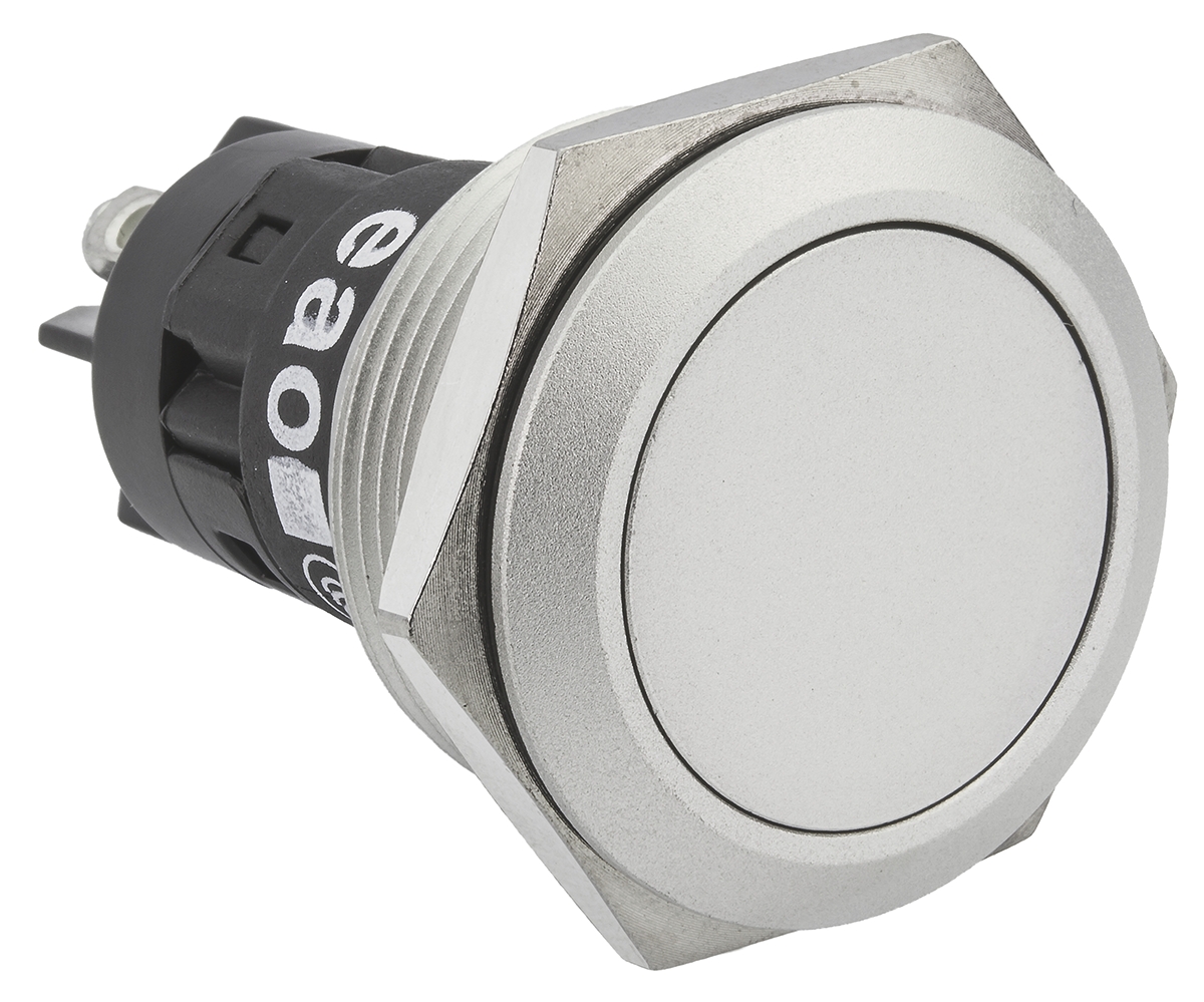 EAO 82 Series Push Button Switch, Momentary, Panel Mount, 22.3mm Cutout, SPDT, 240V, IP65, IP67