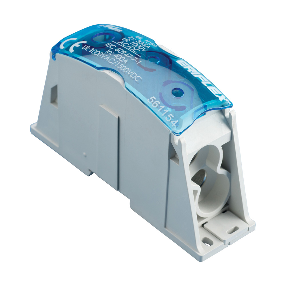 nVent ERIFLEX SB Series Terminal Block, 1-Way, 400A, 3/0 → 500MCM AWG Wire, Cage Clamp Termination