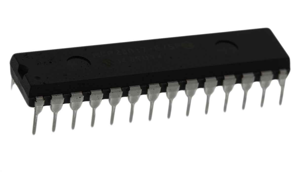 Microchip 16-Channel I/O Expander I2C, Serial 28-Pin SPDIP, MCP23017-E/SP