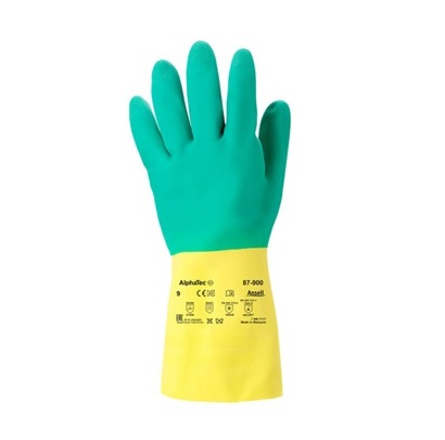 Ansell AlphaTec 87-900 Yellow Cotton Latex Work Gloves, Size 8