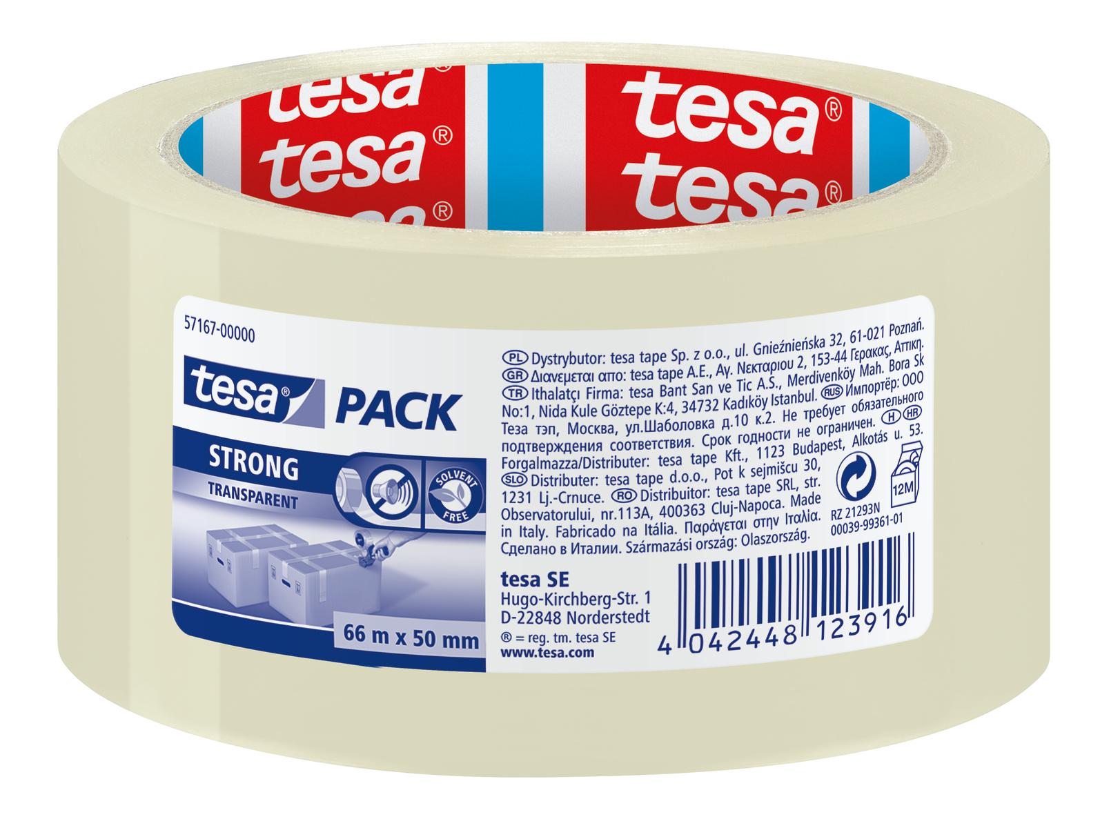 Tesa TESAPACK Transparent Packing Tape, 66mm x 50mm