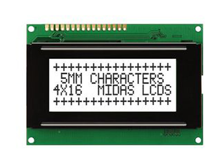 Midas MC41605A6W-FPTLW-V2 A Alphanumeric LCD Display White, 4 Rows by 16 Characters, Transflective