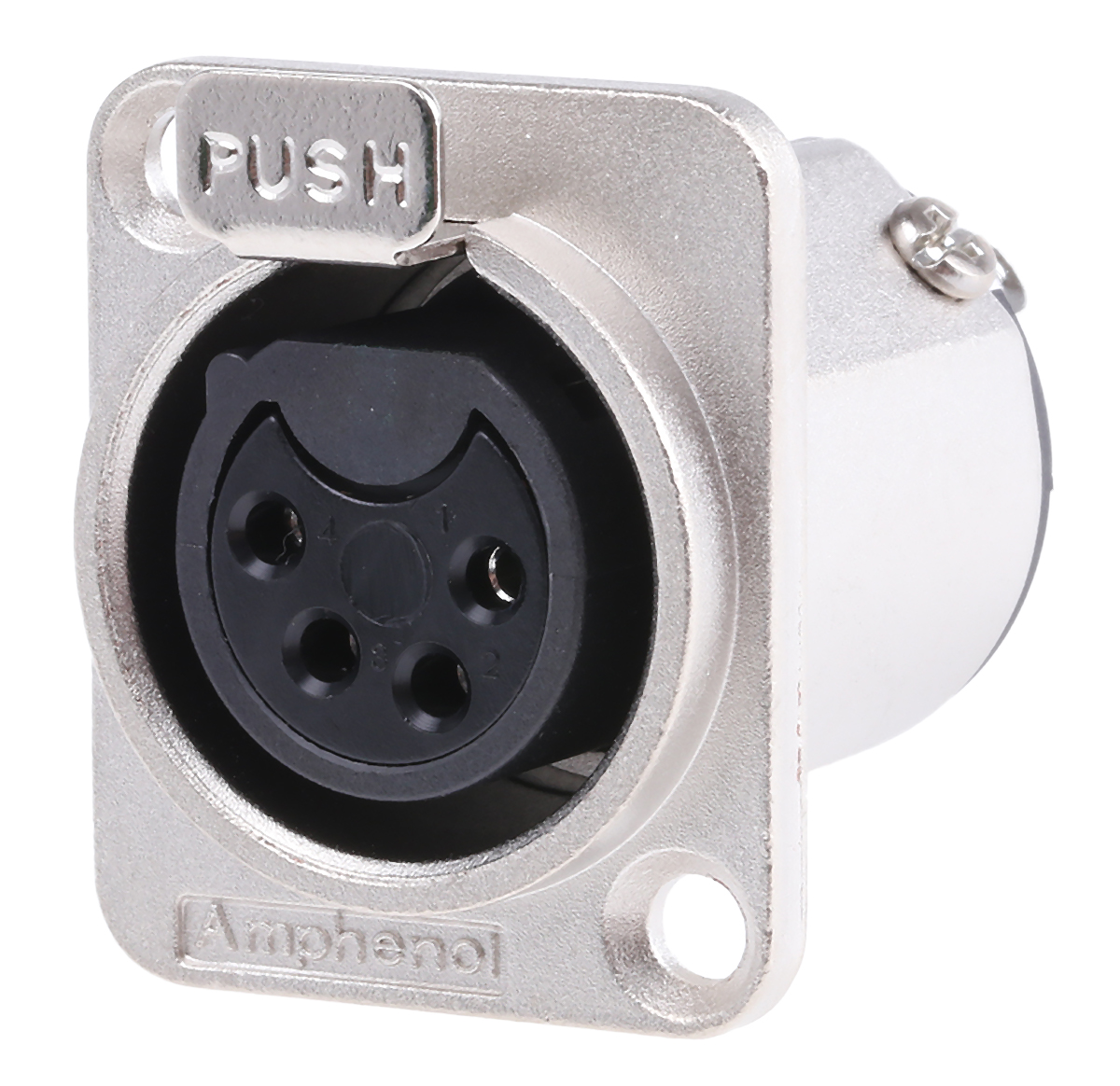 Amphenol Industrial Panel Mount XLR Connector, Female, 4 Way, Silver Plating