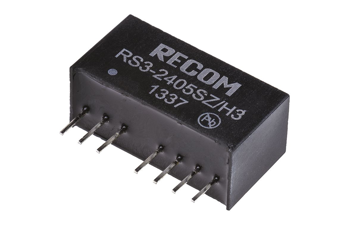 Recom RS3 DC-DC Converter, 5V dc/ 600mA Output, 9 → 27 V dc Input, 3W, Through Hole, +71°C Max Temp -40°C Min