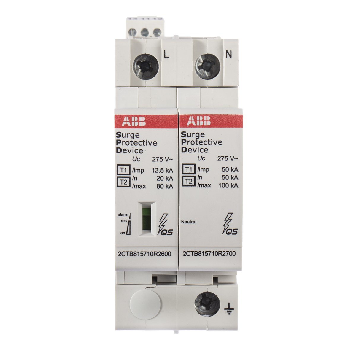 ABB, OVR 275 V Maximum Voltage Rating 80kA Maximum Surge Current Surge Protection Device, DIN Rail
