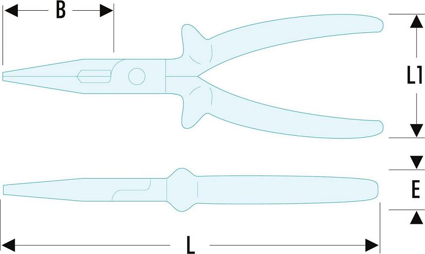 Facom Long Nose Pliers, 200 mm Overall, Straight Tip, VDE/1000V, 69mm Jaw