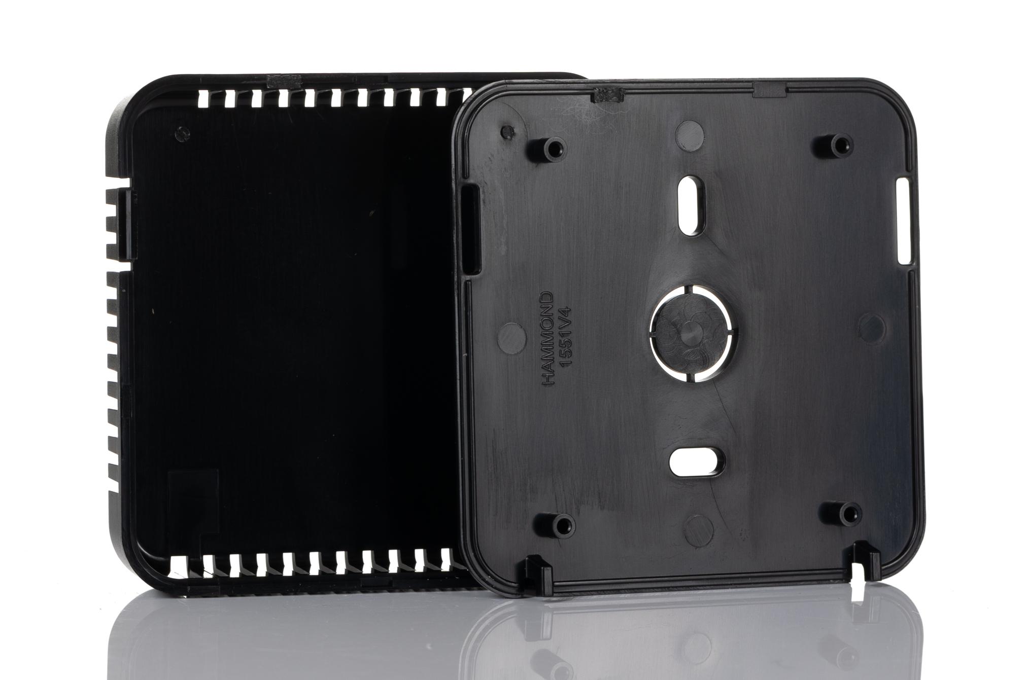 Hammond 1551 Series Black ABS Enclosure, IP30, Black Lid, 80 x 80 x 20mm