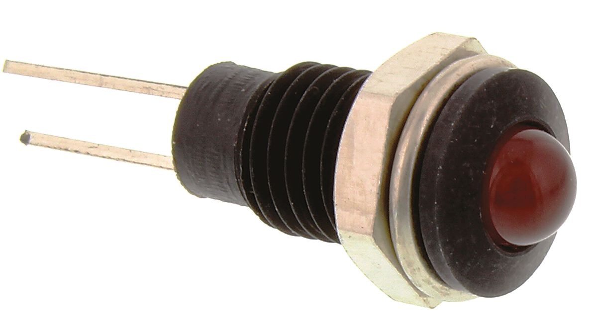 Bulgin Red Panel Mount Indicator, 2V, 6.1mm Mounting Hole Size, Lead Wires Termination