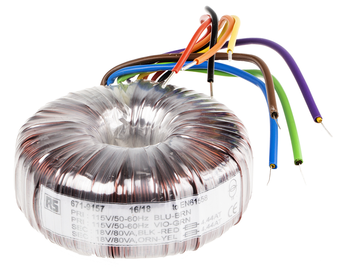 RS PRO 115 V ac, 230 V ac, 2 x 18V ac Toroidal Transformer, 160VA 2 Output