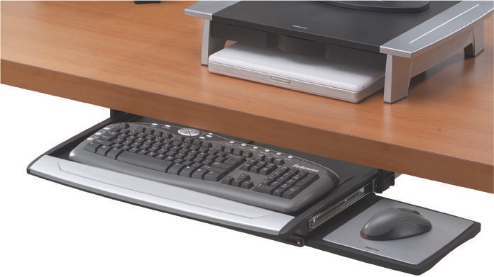 Fellowes Built In Wrist Rest Black/Silver Keyboard Drawer