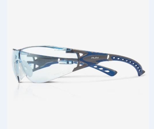 Riley STREAM EVO ECO Anti-Mist UV Safety Glasses, Grey Polycarbonate Lens, Vented