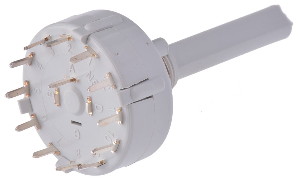 Lorlin, 12 Position SPST Rotary Switch, 150 mA, Solder