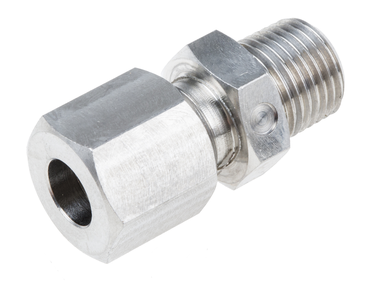 RS PRO 1/8 NPT Compression Fitting for Use with Thermocouple or PRT Probe, 1/4in Probe, RoHS Compliant Standard