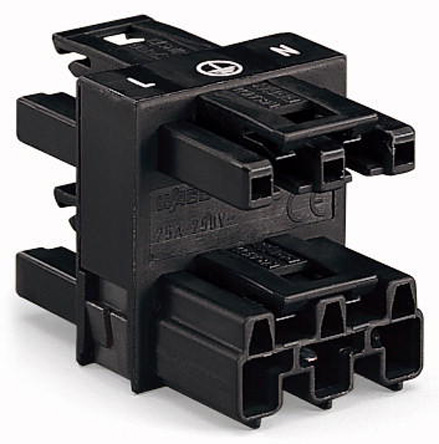 WAGO 770 Series Distribution Block, 3-Pole, Male to Female, 4-Way, 25A