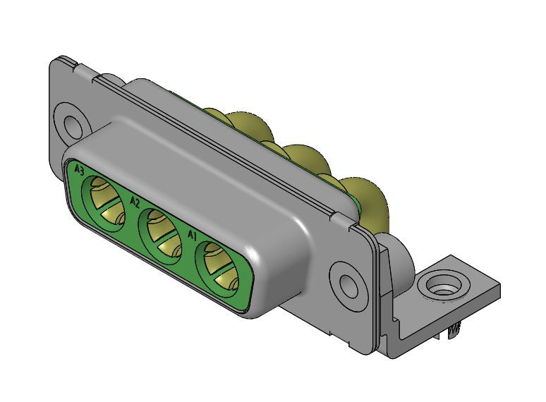 FCT from Molex 173107 3 Way Right Angle D-sub Connector Socket, 6.86mm Pitch, with 4-40 Screw Locks