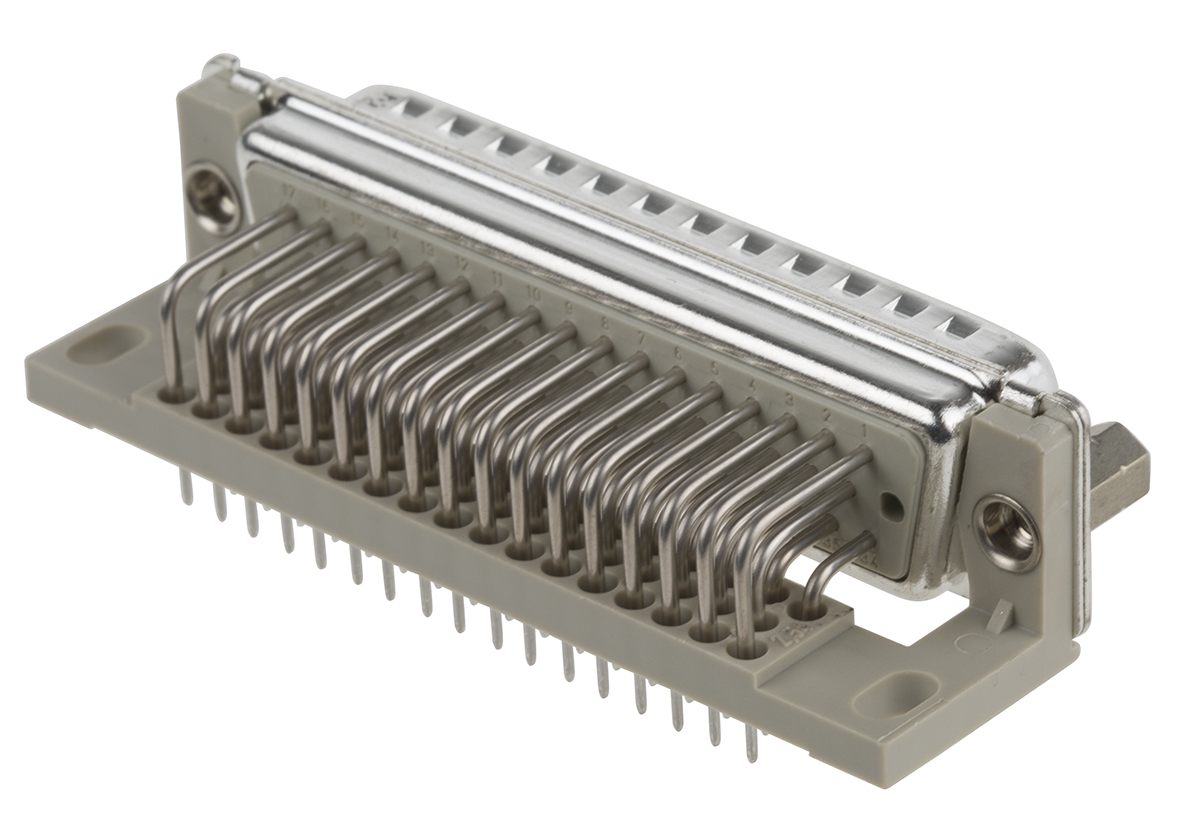 Provertha TMC 50 Way Right Angle Through Hole D-sub Connector Plug, 2.75mm Pitch, with 4-40 UNC screwlocks, Guide Frame