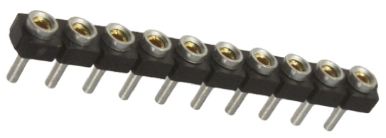 Samtec SL Series Straight Through Hole Mount PCB Socket, 10-Contact, 1-Row, 2.54mm Pitch, Solder Termination