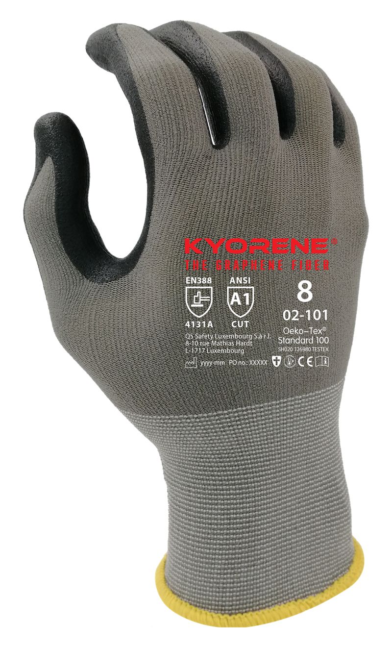 KYORENE 02 - 101 A1 CUT X1XXXX Black, Grey Graphene Glove, Size 9, Nitrile Foam Coating