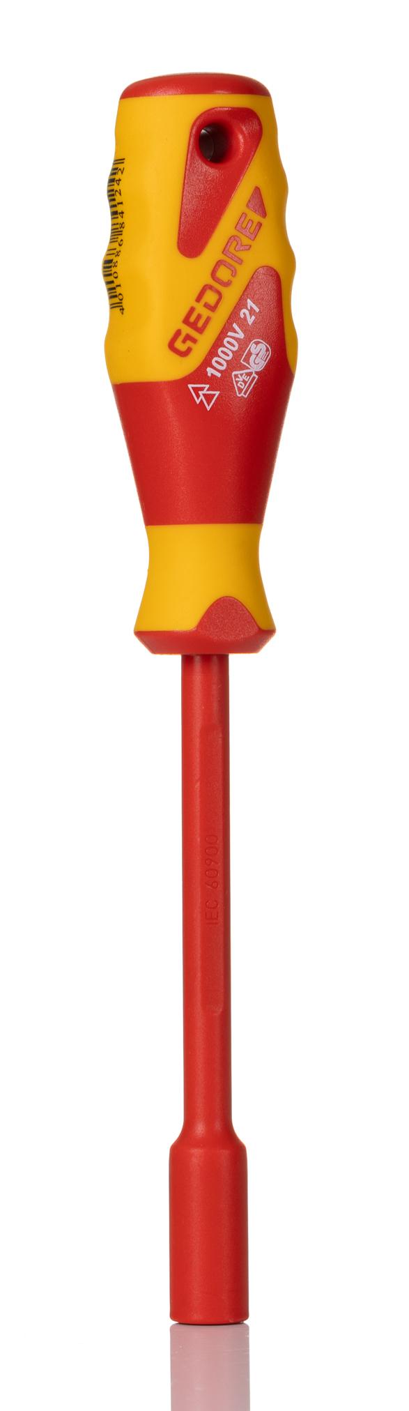 Gedore Hexagon Nut Driver, 8 mm Tip, VDE/1000V, 125 mm Blade, 245 mm Overall