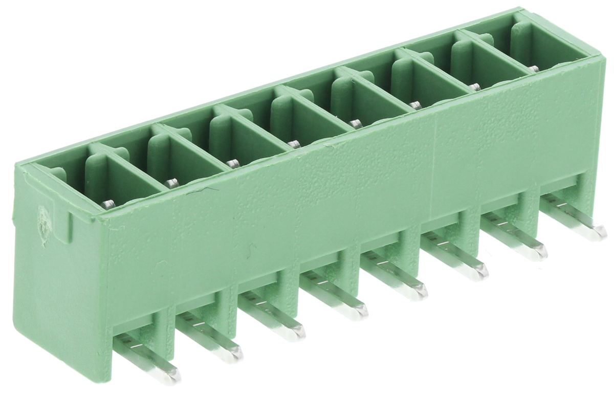 Phoenix Contact, 3.81mm Pitch, MC 1.5/ 8-G-3.81, 8 Way, Right Angle, Pluggable Terminal Block, Header, Wave Soldering,