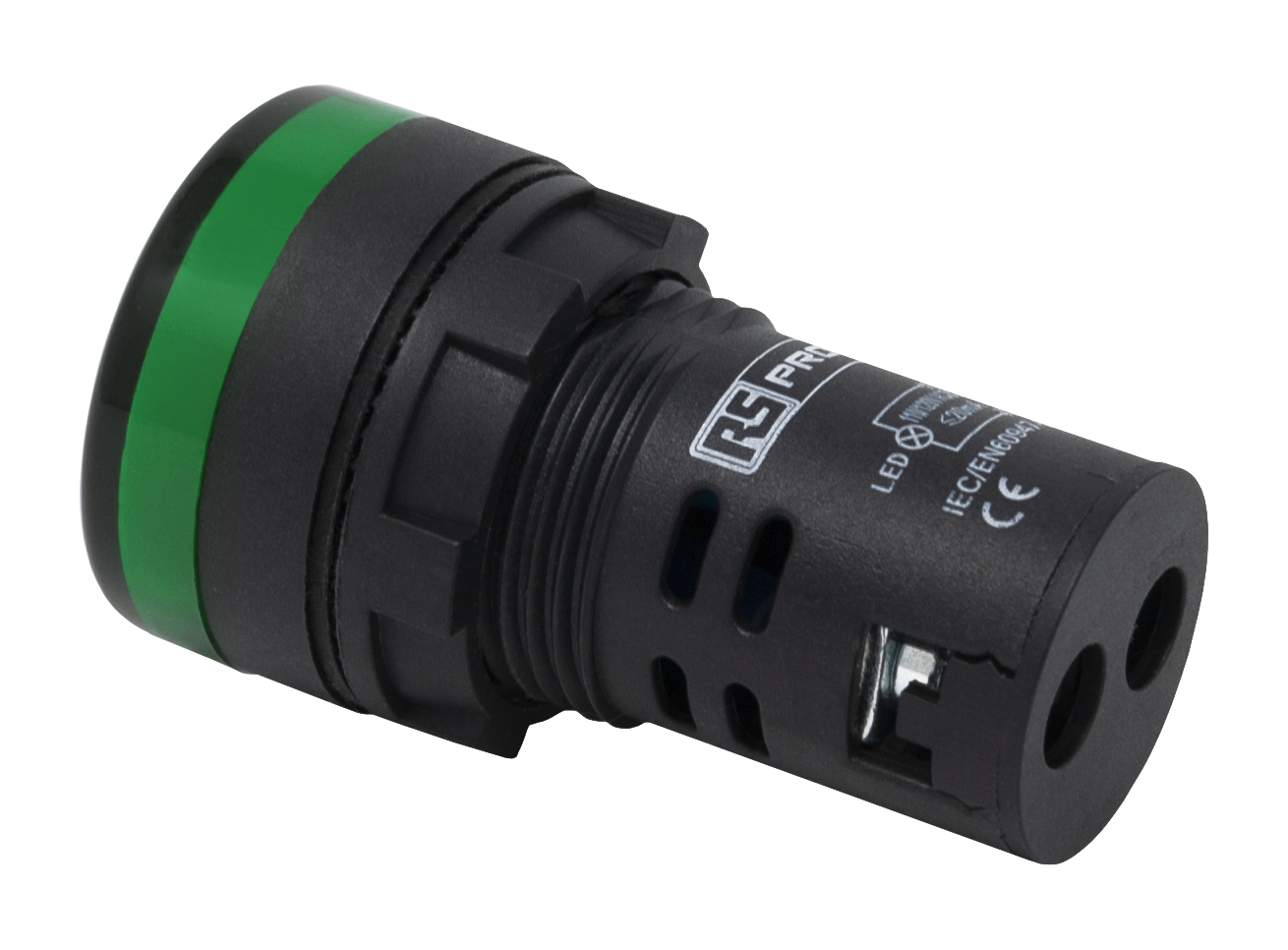RS PRO, Panel Mount Green LED Pilot Light, 22mm Cutout, IP65, Round, 12V ac/dc